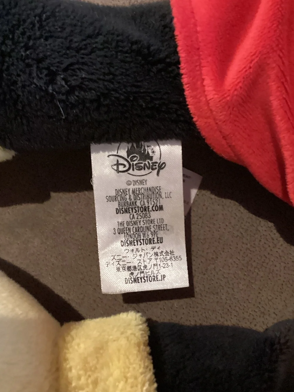Disney Mickey Mouse Black Red Yellow Plush